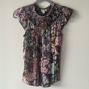 NWT Ann Taylor LOFT XXS Petite Patterned Sleeveless Blouse